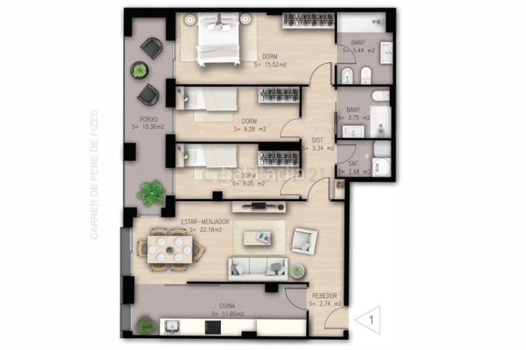 Piso en carrer de pere fizes primera planta impecable con acabados de alta calidad, suite, terraza y eficiencia energética en Terrassa
