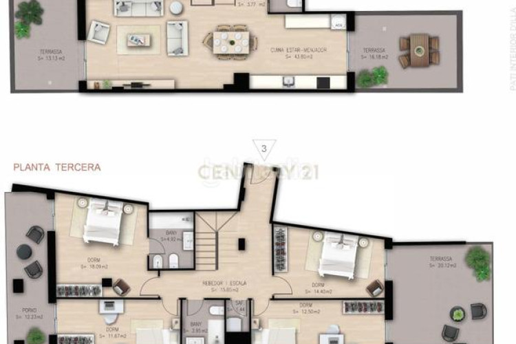 Apartamento en carrer de pere fizes ático dúplex con distribución invertida, suite, terrazas y acabados premium en Terrassa