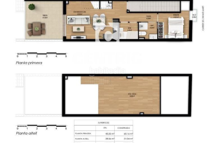 Dúplex  de obra nueva de 2 habitaciones buhardilla multifuncional y terraza en Terrassa