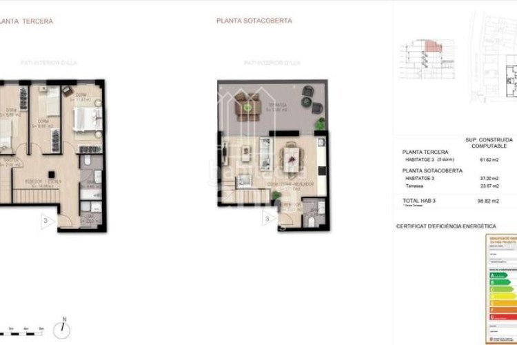 Dúplex duplex con terraza y tres habitaciones obra nueva en Terrassa