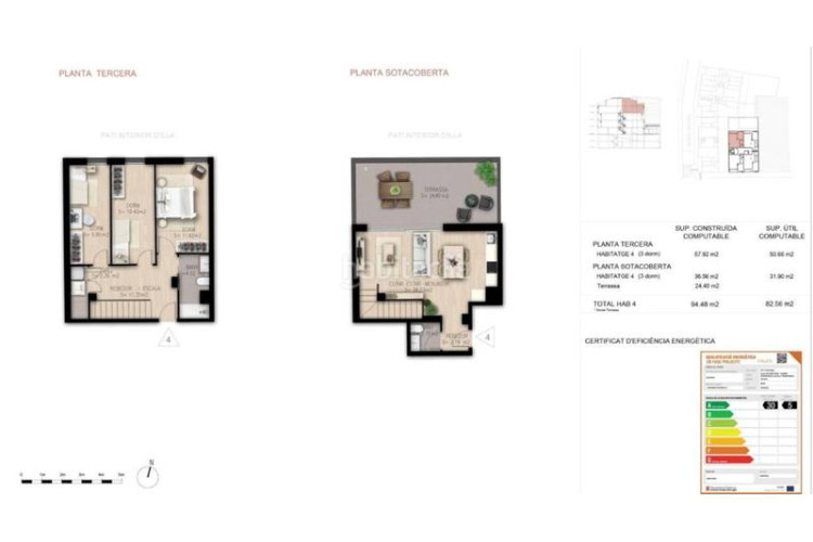 Piso dúplex duplex con terraza y tres habitaciones en San Pere en Terrassa